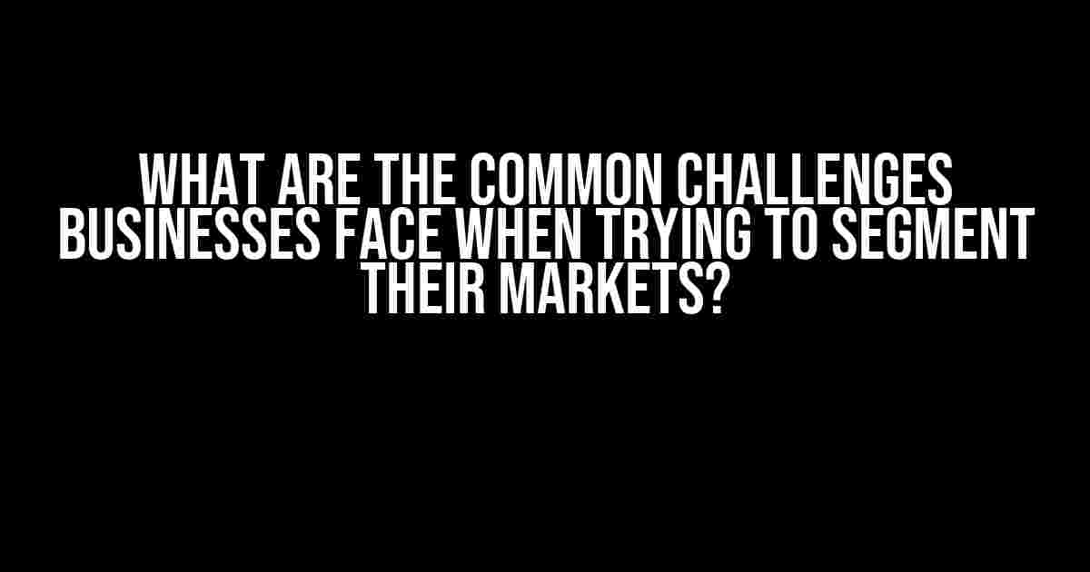 What are the Common Challenges Businesses Face When Trying to Segment Their Markets?